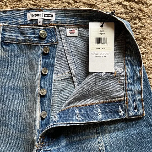 Re/Done Levi’s Indigo the Amina Patchwork Jean Jeans 27 - Picture 8 of 10